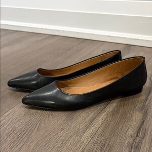 Frye Black Leather Pointed Flats